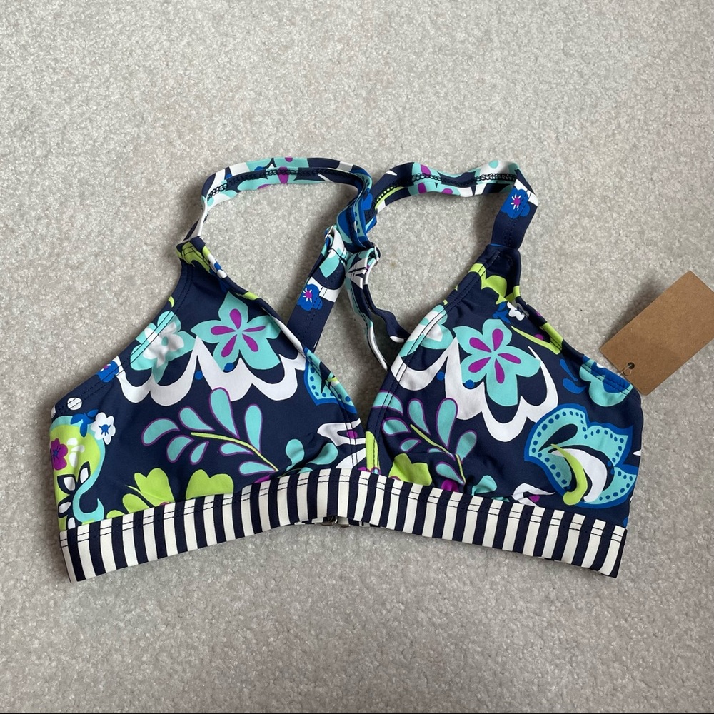 Title Nine Better Bikini Top Blue Paisley Swimsuit
